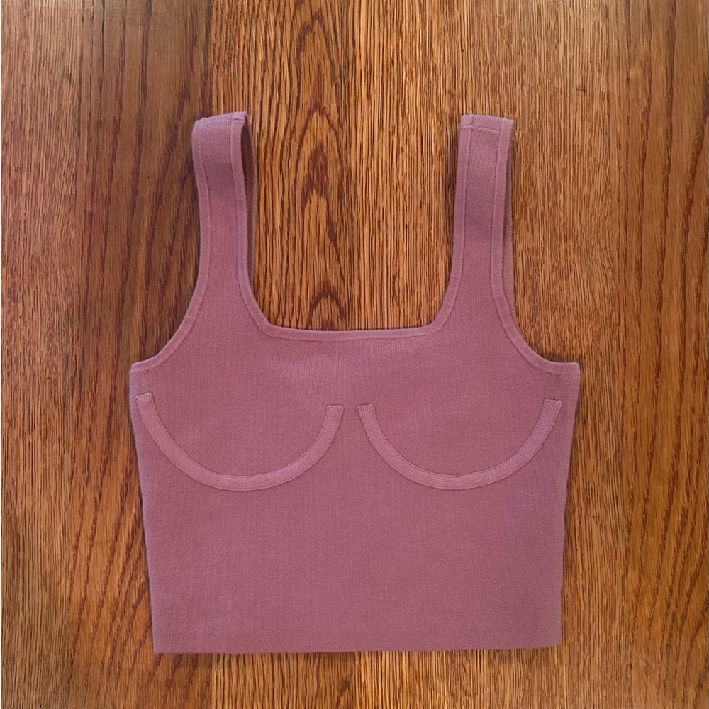 Good American The Cupped Cropped Tank Top - Size S